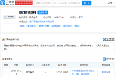 多家科技巨头投资网络游戏研发商——厦门青瓷数码，推动软件开发创新